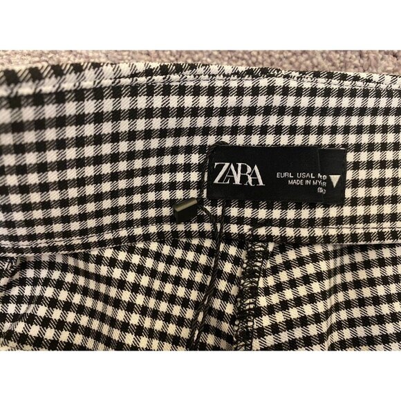 Zara Women's Hi Rise Pants Side Zip Black White Leggings Stretch Size L - NWT - Picture 10 of 12